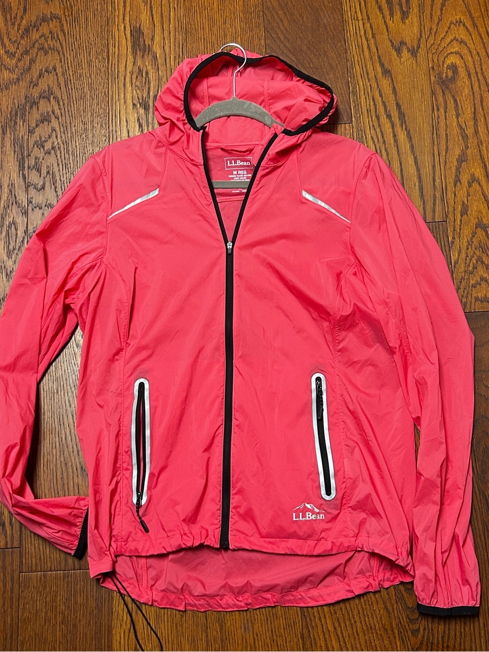 L.L.Bean Women’s M Packable Running Windbreaker Jacket Reflective Pink
